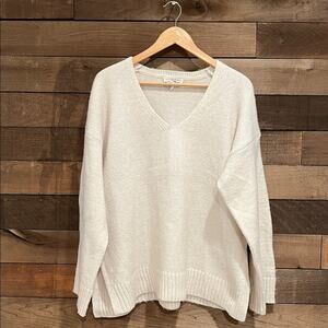 For the Republic Women's Cream V-Neck Sweater
